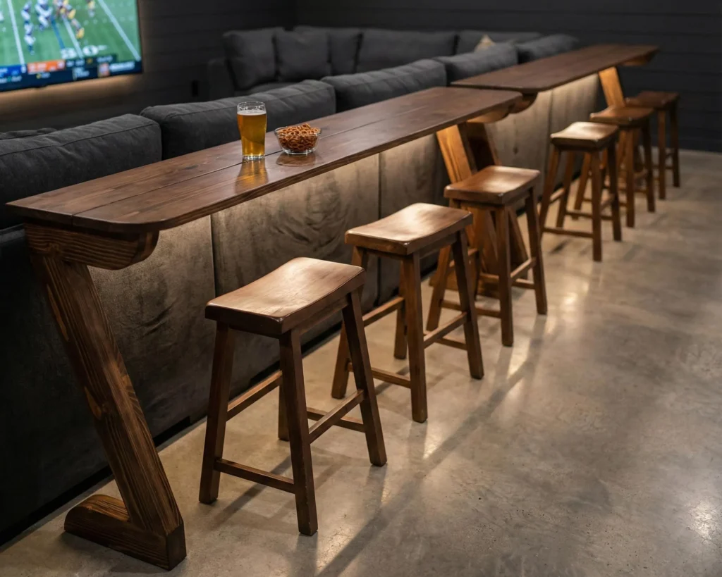 DIY Behind Sofa Bar Table Plan PDF: Z-Leg Design, Fits Any Sectional