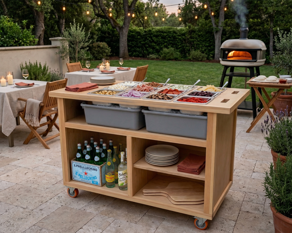 DIY Rolling Grazing Cart Plan PDF: 12 Pan Inserts, Pizza Topping Station