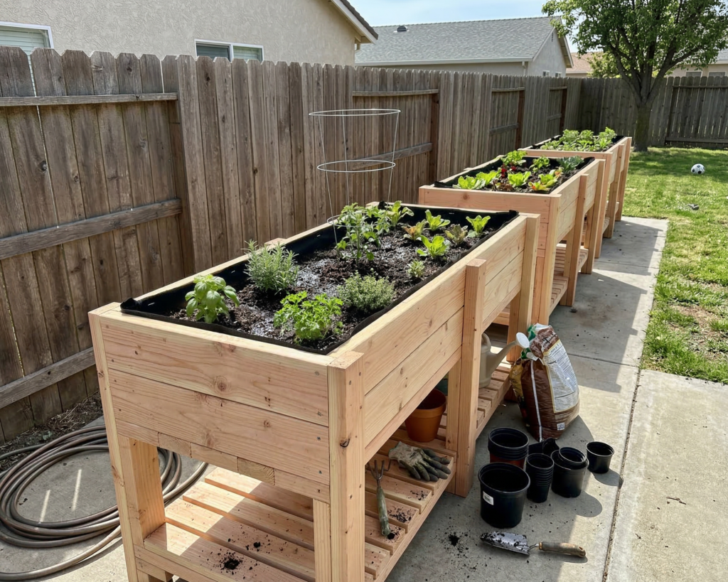 DIY Large Raised Garden Bed Plan PDF: Storage Shelf, 30" Stand-Up Height