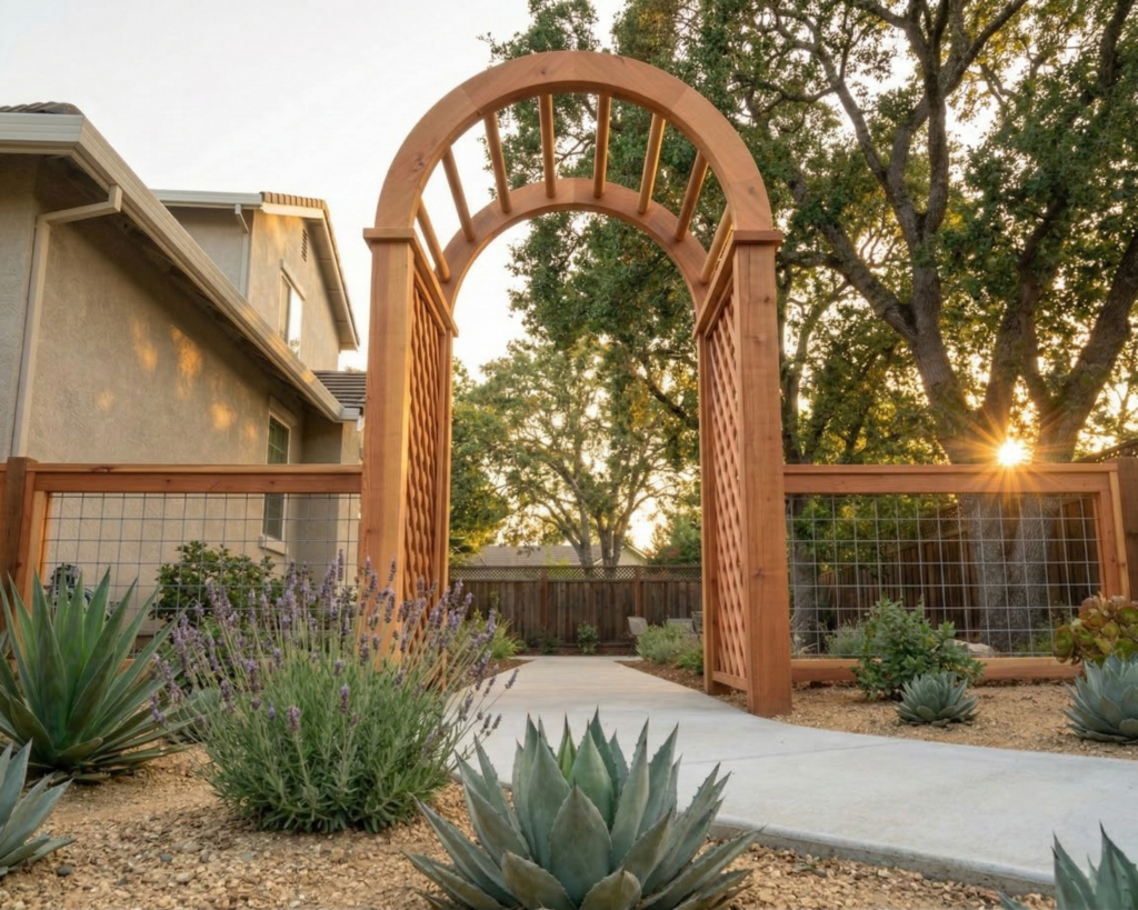 DIY Garden Fence and Arbor Bundle Plan PDF: Hog Panel, Arched Entrance
