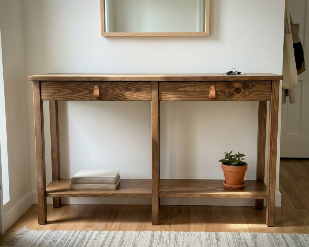 DIY Console Table with Drawers Plan PDF: Narrow Wood, Entryway or Sofa Table