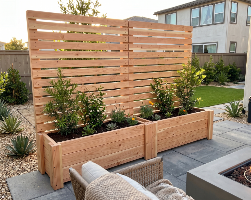 DIY Outdoor Privacy Screen Plan PDF: Planter Box Base, No-Dig Patio Design