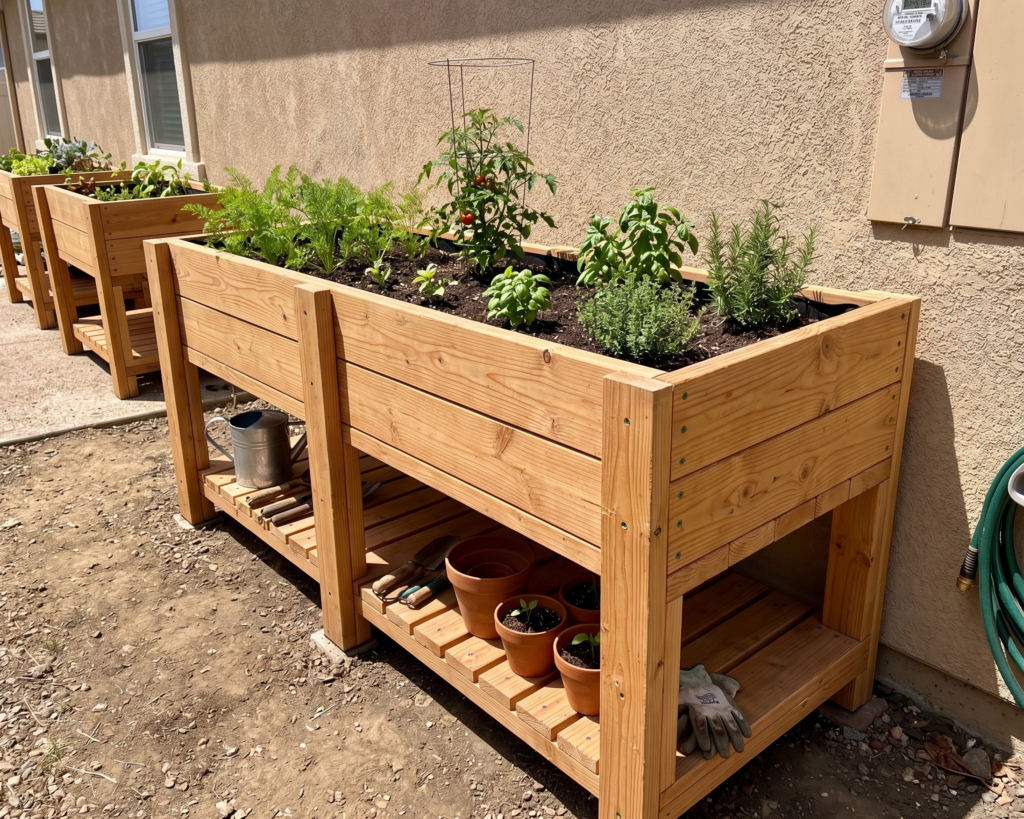DIY Large Raised Garden Bed Plan PDF: Storage Shelf, 30" Stand-Up Height