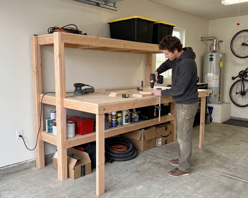 DIY Garage Shelving Plan PDF: Fold-Out Workbench, Heavy Duty Storage